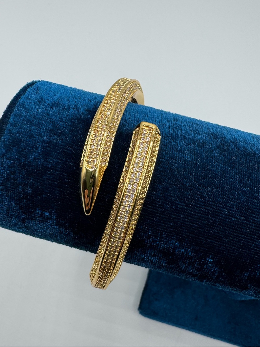 Gold Pave Nail Bangle - Picture 3 of 12